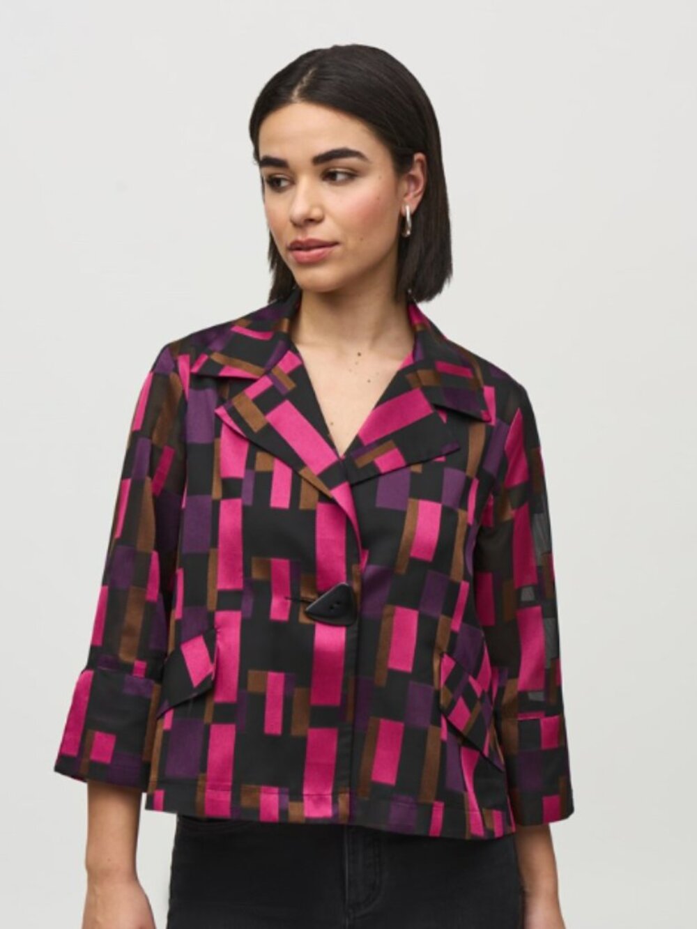 NWT! Joseph Ribkoff Geometric Organza Jacquard Swing Jacket Size 12 Formal